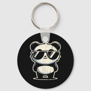 Retro-Panda in Sonnenbrille BBQ-Poolparty Lustiger Schlüsselanhänger