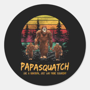 Retro Papa Squatch wie ein Großvater Funny Bigfoot Runder Aufkleber