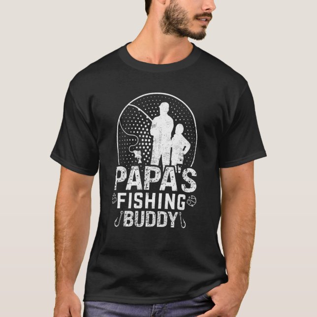 Retro Papa's Fishing Buddy  Fishing 1 T-Shirt (Vorderseite)