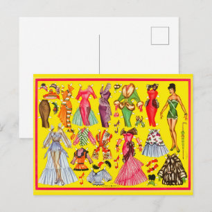 Retro-Papierpuppenmode-Kollektion der 1950er Jahre Postkarte