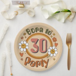Retro-Papierteller 'Born to Party' Pappteller