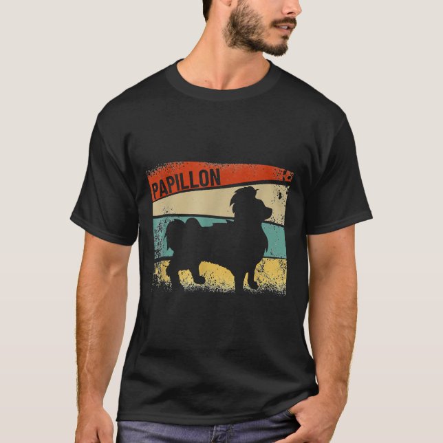 Retro Papillon Dog T-Shirt (Vorderseite)
