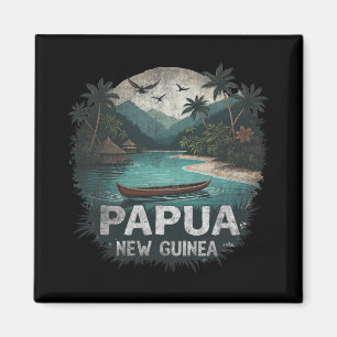 Retro Papua-Neuguinea-Landschaft Vintage-Souvenir Magnet