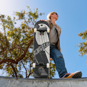 Retro Parakeles - Skateboard noir et blanc