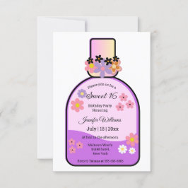 Retro Parfüm süße 16 rosa Glitzer blumeneinfach Einladung