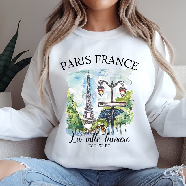Retro Paris Eiffel Tower Art Print Sweatshirt (Von Creator hochgeladen)