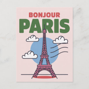 Retro Paris Ikonischer Eiffelturm Französische Sta Postkarte