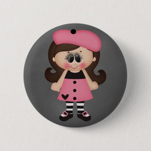 Retro Paris-Künstler-Mädchen Button
