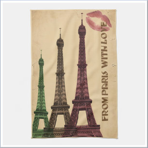 Retro Paris mit Liebe Eiffelturm Geschirrtuch