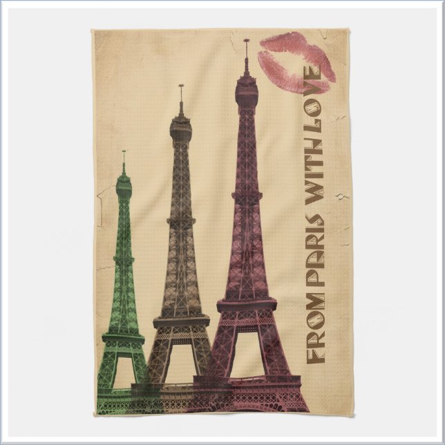 Retro Paris mit Liebe Eiffelturm Geschirrtuch (Von Creator hochgeladen)