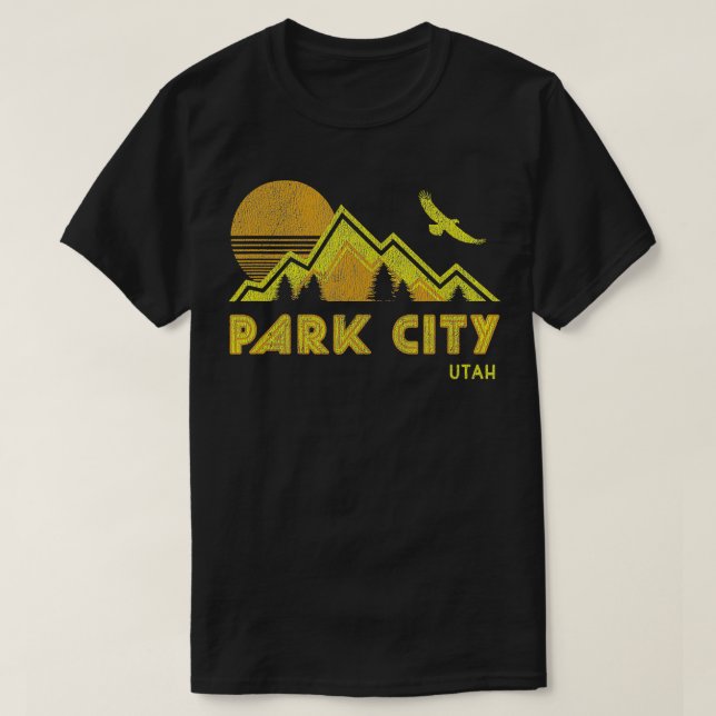Retro Park City Utah Distressed Zuhause T-Shirt (Design vorne)