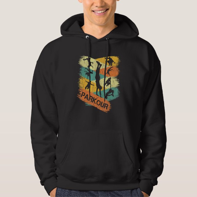 Retro Parkour Shirt für Jungen Silhouette Vintag f (Vorderseite)