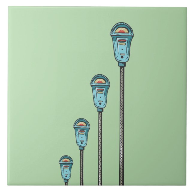 Retro-Parkuhr Fliese (Vorderseite)