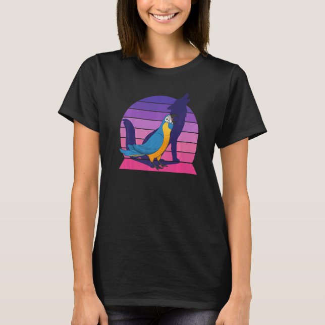 Retro Parrot I Howling Wolf I schreiend blauer Mac T-Shirt (Vorderseite)
