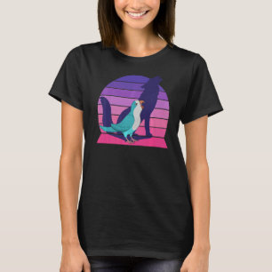Retro Parrot I Howling Wolf I schreiend Blauer Mön T-Shirt