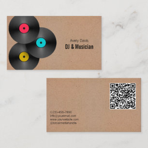 Retro-Party-Diskjockey DJ Vinyl-Schallplatte QR-Co Visitenkarte