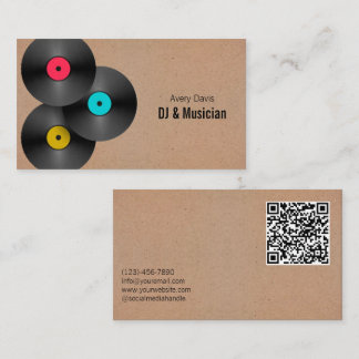 Retro-Party-Diskjockey DJ Vinyl-Schallplatte QR-Co Visitenkarte