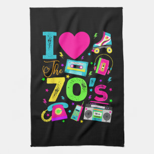 Retro-Party im Stil der Siebzigerjahre Geschirrtuch