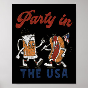 Retro-Party in den USA Bier Hot Dog Liebhaber Lust Poster