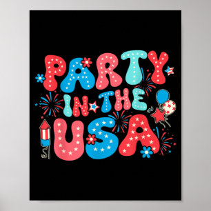 Retro-Party in den USA Frohes 4. Juli Feuerwerk Poster