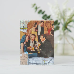 Retro-Party Mixed-Media-Collage Postkarte