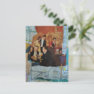 Retro-Party Mixed Media Collage Postkarte