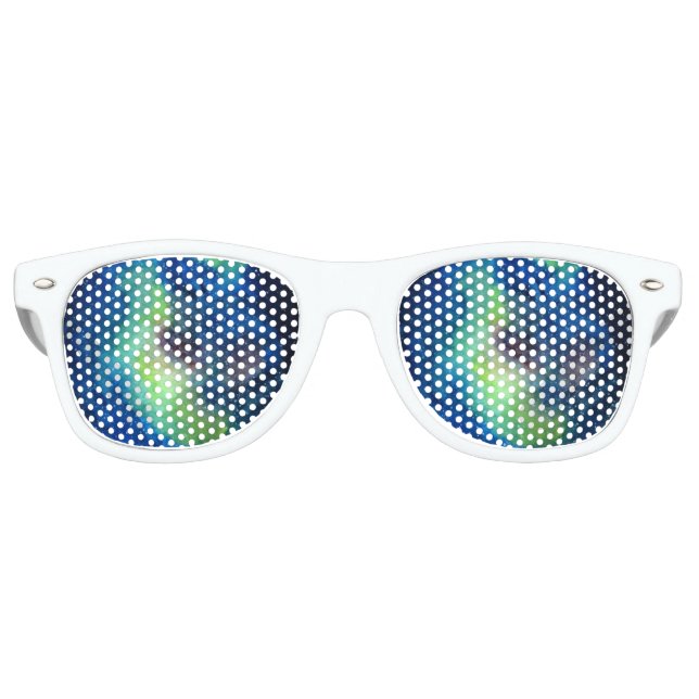 Retro-Party-Schatten im Weltraum, weiß Partybrille (Vorderseite)