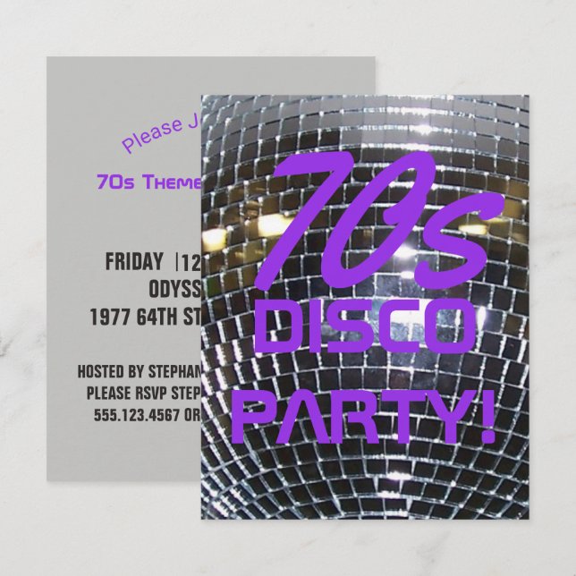 Retro Party Siebzigerjahre des Disco-Tanz-Party | Einladung (Vorne/Hinten)