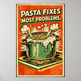 Retro-Pasta-Plakat – „Pasta löst die meisten Probl Poster