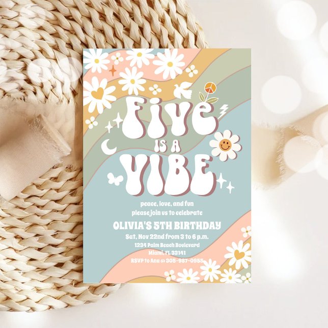 Retro Pastel 5th Birthday Invitation Einladung (Von Creator hochgeladen)