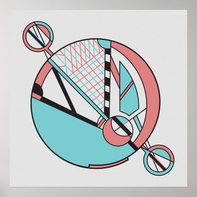 Retro Pastel Art Deco Geometrisches Moon Design Poster (Vorne)