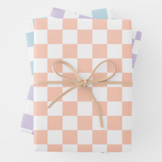 Retro Pastel Checkered Pattern Geschenkpapier Set