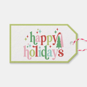 Retro Pastel Christmas   Happy Holidays Geschenkanhänger