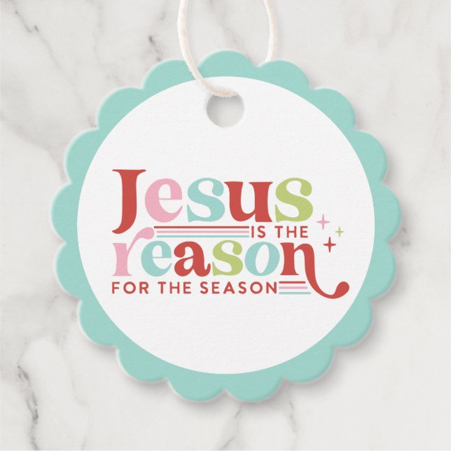 Retro Pastel Christmas | Jesus ist der Grund Geschenkanhänger (Vorderseite)