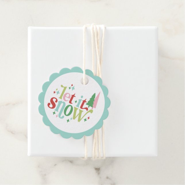Retro Pastel Christmas | Lass es schneien Geschenkanhänger (Beispiel)
