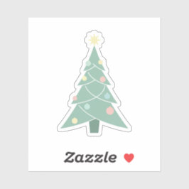 Retro Pastel Christmas Tree Mid-Century Modern  Aufkleber