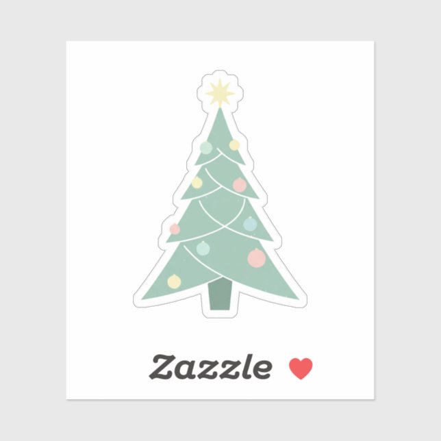 Retro Pastel Christmas Tree Mid-Century Modern  Aufkleber (Blatt)
