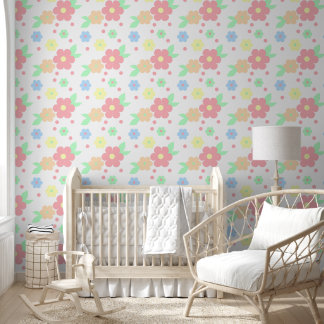 Retro Pastel florale Schale und Hängematte Tapete