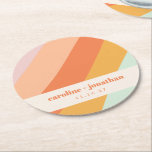 Retro Pastel Geometric Art Custom Wedding Runder Pappuntersetzer<br><div class="desc">Retro Pastel Geometric Art Custom Wedding Round Paper Untersetzer</div>