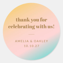 Retro Pastel Gradient Einzigartige Hochzeit dank i Runder Aufkleber