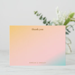 Retro Pastel Gradient Einzigartige Hochzeit Dankeskarte