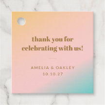 Retro Pastel Gradient Unique Wedding Custom Thanks