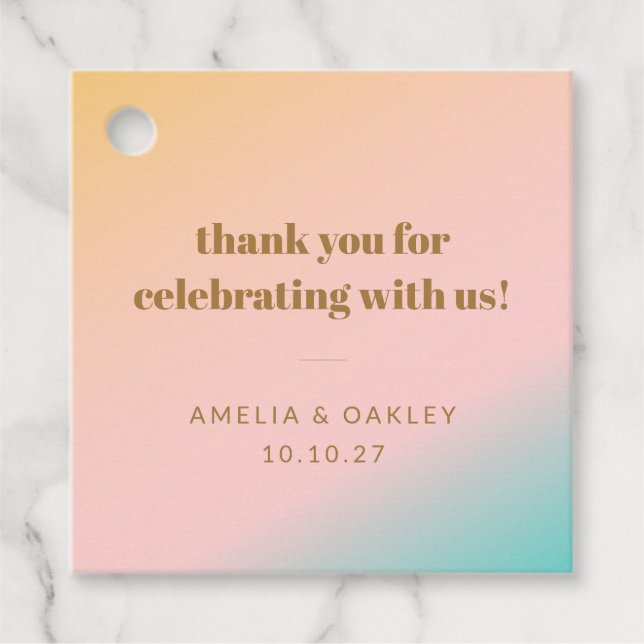 Retro Pastel Gradient Unique Wedding Custom Thanks Geschenkanhänger (Vorderseite)