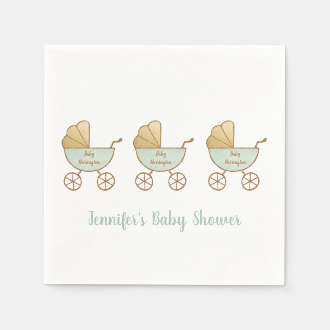Retro Pastel Green Carriages Parade Kinderdusche Serviette (Vorderseite)