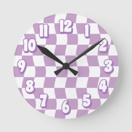 Retro Pastel Lila Weiße Karton Runde Wanduhr