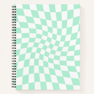 Retro Pastel Minze Grüne Karos verdeckt Notizbuch