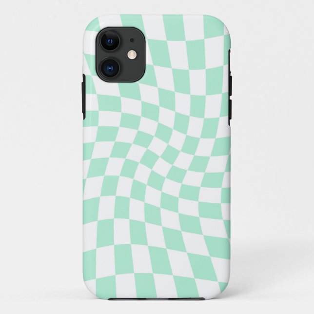 Retro Pastel Minze Grüne Karos verschraubte Karton Case-Mate iPhone Hülle (Rückseite)