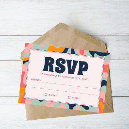 Retro Pastel Pink Blue Groovy Elegante UAWG RSVP Karte