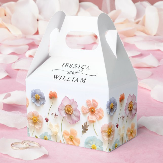 Retro Pastel Pink Bohemische Wildblume Hochzeit Geschenkschachtel (Hochzeit)