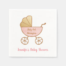 Retro Pastel Pink Carriage Baby Girl Dusche